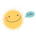 Sun smile saying hello cartoon illustration