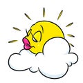 Sun smile sleeping cloud sky cartoon