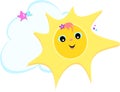 Sun with Smiles, Star, Cloud, and Flower Royalty Free Stock Photo