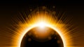 Sun Solar Eclipse Orange Fire Dark Background Vector Moon Design Space Science Glow Light Royalty Free Stock Photo