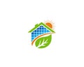 Sun solar energy and home eco friendly logo design. Royalty Free Stock Photo