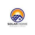 Sun solar energy logo design template. solar tech logo design