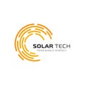 Sun solar energy logo design template. solar tech logo design