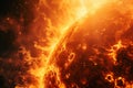 Sun solar flare particles coronal mass ejections. Burning of sun, surface solar explosion, fire flame, magnetic storm Royalty Free Stock Photo