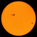 The Sun. Solar surface with black spots. Generative Artificial Intelligence