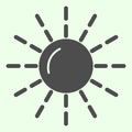 Sun solid icon. Summer sunny weather brightness glyph style pictogram on white background. Astronomy signs for mobile