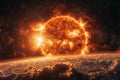 The sun from space, glowing and burning hot against a black background Royalty Free Stock Photo