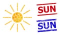 Sun Star Mosaic and Sun Scratched Stamps Royalty Free Stock Photo