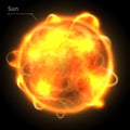 Sun Star realistic planet is isolated on the cosmic sky in the darkness of the galaxy.