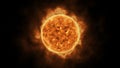 Sun star surface with solar flares, burning of sun animation 3D rendering Royalty Free Stock Photo