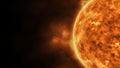 Sun star surface with solar flares, burning of sun animation 3D rendering Royalty Free Stock Photo