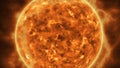 Sun star surface with solar flares, burning of sun animation 3D rendering Royalty Free Stock Photo