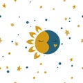 Sun, stars and moon. Royalty Free Stock Photo