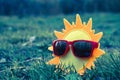 Sun summer sunglasses yellow concept,  vintage Royalty Free Stock Photo