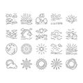 sun summer sunlight light icons set vector