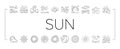 sun summer sunlight light icons set vector