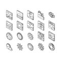 sun summer sunlight light isometric icons set vector