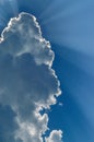 Sun, Sunbeam, Cloud and Blue Sky. Background and Texture.