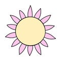 Sun  sunflower  flower. Doodle. Isolated element on a white background. Drawn by hands. Vector illustration Royalty Free Stock Photo