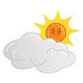 Sun Sunrise Sunset Cartoon Behind Cloud Cute Children Illustration Vector