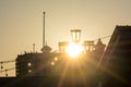 Sun At Sunset and Cityscape in a Torrid Day. Destin Beach, Florida