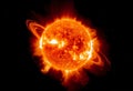 sun surface with solar flares erupting in outer space Royalty Free Stock Photo