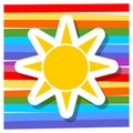 Sun symbol icon design on a colorful background Royalty Free Stock Photo