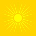 Sun symbol over orange backdrop. Summer background, summer icon