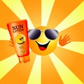 Sun with tanning lotion