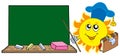 Sun teacher with blackboard Royalty Free Stock Photo