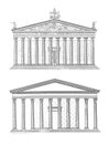 Sun temple and Temple of Jupiter in Rome | Antique Architectural Illustrations