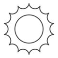 Sun thin line icon. Star vector illustration isolated on white. Sunshine outline style design, designed for web and app