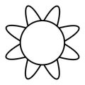 Sun thin line icon. Stylized sun vector illustration isolated on white. Sunshine outline style design, designed for web