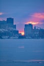 Sun About To Rise Above The Buffalo, New York Skyline Royalty Free Stock Photo