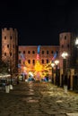 The sun on the Torri Palatine in Turin, Italy