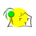 Sun tree house logo Royalty Free Stock Photo