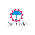 Sun umbrella climate symbol vector