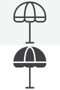 Sun umbrella line and solid vector icon set in different style Royalty Free Stock Photo