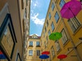 Sun umbrellas in the city Royalty Free Stock Photo