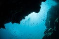 Sun, Underwater Grotto and Snorkeler Royalty Free Stock Photo