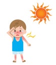 Sun uv rays damage boy kid skin illustration. Isolated on white background