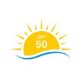 Sun UV Rays SPF 50 Protect Radiation Silhouette Icon. Summer Sunblock Protection Ultraviolet Rays UVA UVB Defense Skin