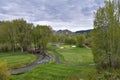 Sun Valley, Badger Canyon in Sawtooth Mountains National Forest Landscape panorama views from Trail Creek Road in Idaho. Royalty Free Stock Photo