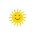 Sun - vector icon. Cute yellow sun with happy face. Emoji. Summer emoticon. Vector illustration Royalty Free Stock Photo