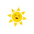 Sun - vector icon. Cute yellow sun with happy face. Emoji. Summer emoticon. Vector illustration Royalty Free Stock Photo