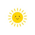 Sun - vector icon. Cute yellow sun with smiling face. Emoji. Summer emoticon. Vector illustration Royalty Free Stock Photo