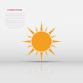 Sun vector icon. Summer sunshine illustration on white isolated background. Sun sunlight concept