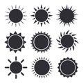 Sun vector icons set isolated on white background Royalty Free Stock Photo