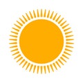 Sun vector illustration, yellow sunshine icon, sunny symbol isolated on white background Royalty Free Stock Photo