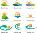 Sun vector logo template set Royalty Free Stock Photo